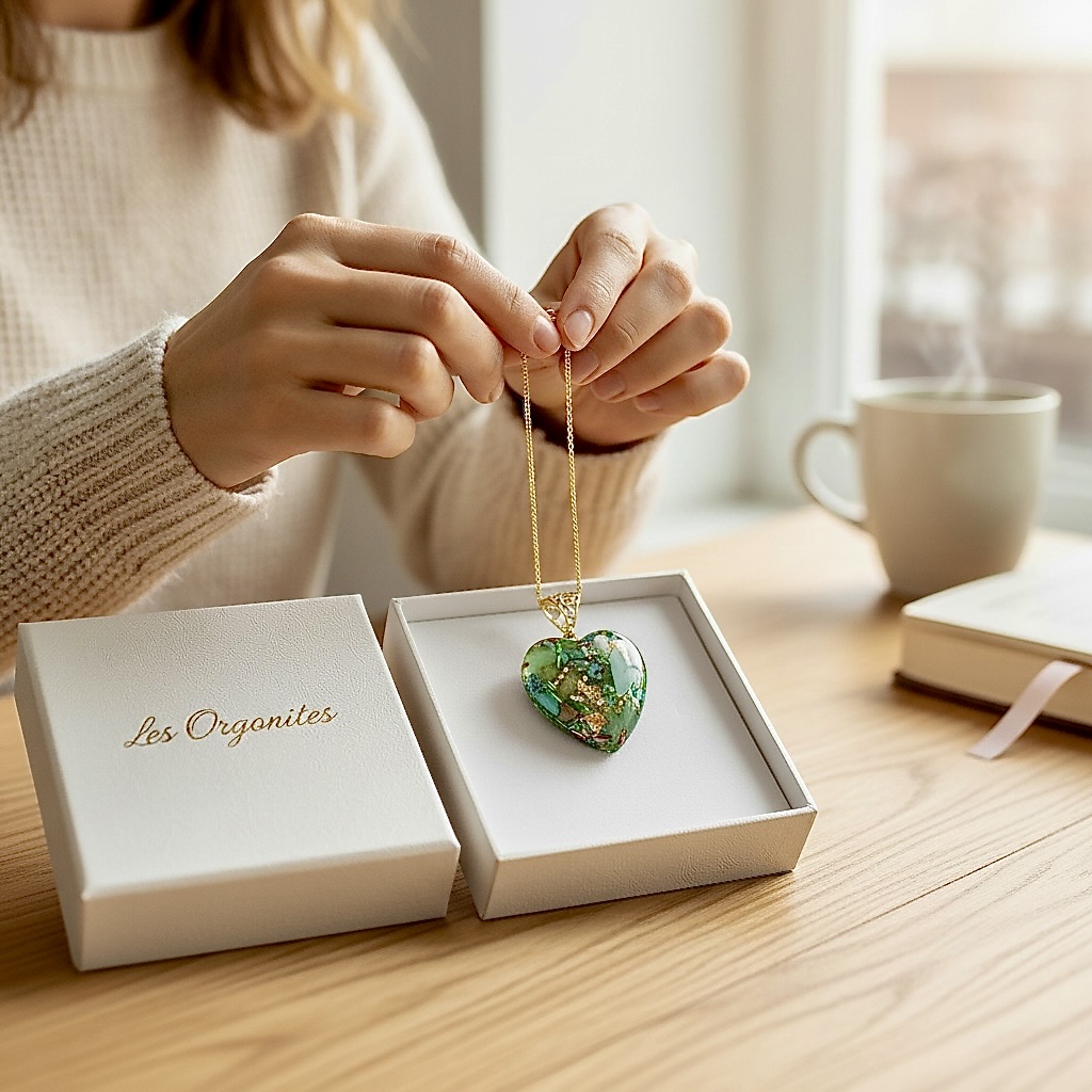 Pendentif orgonite coeur new Régénération