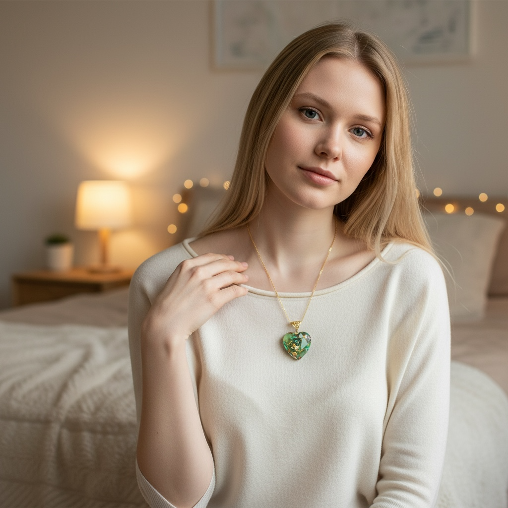 Pendentif orgonite coeur new Régénération – Image 2