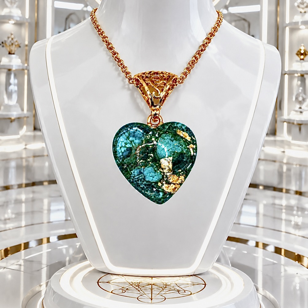 Pendentif orgonite coeur chrysocolle
