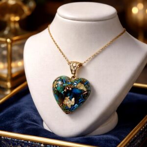 Pendentif orgonite coeur chrysocolle