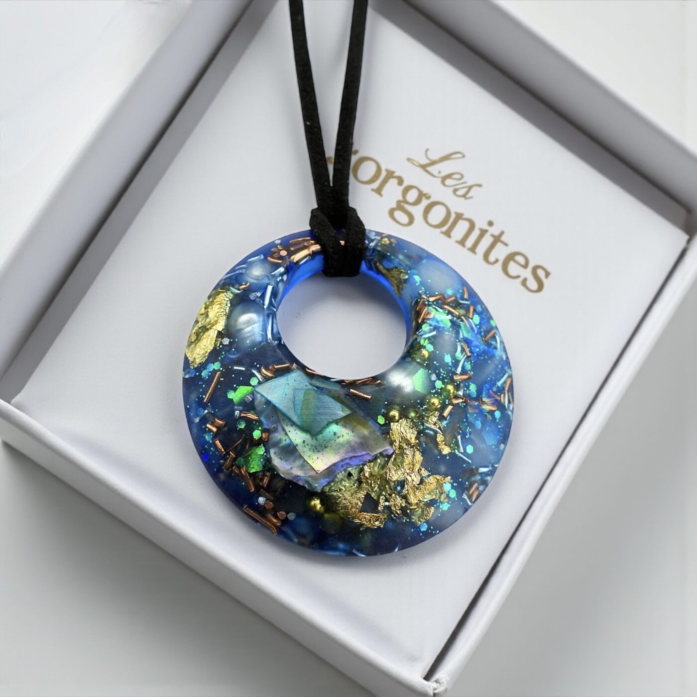 Pendentif galet percé Profondeurs Océanes