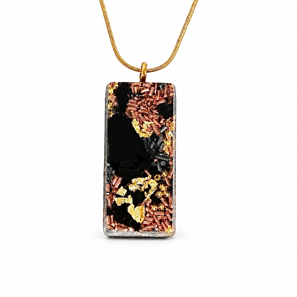 Rectangle orgonite shungite pendentif ou porte clefs