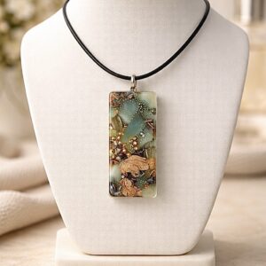 Rectangle orgonite amazonite pendentif ou porte clefs