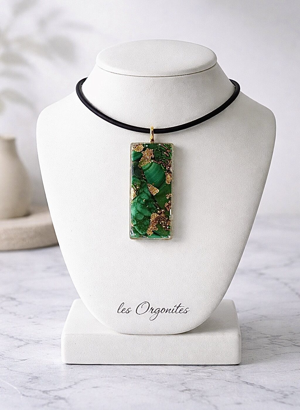 Rectangle orgonite malachite