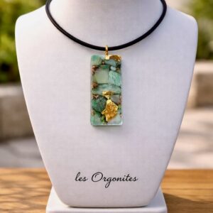 Rectangle orgonite amazonite pendentif ou porte clefs