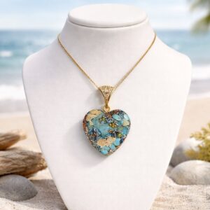 Orgonite coeur new turquoise pendentif ou porte-clefs