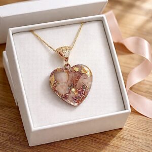 Orgonite coeur quartz rose new pendentif ou porte-clefs