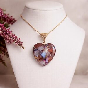 Orgonite coeur new Rosée pendentif ou porte-clefs