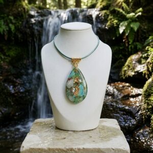 Pendentif orgonite galet goutte Régénération