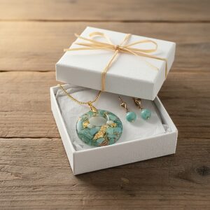Ensemble pendentif et boucles d'oreilles Amazonite