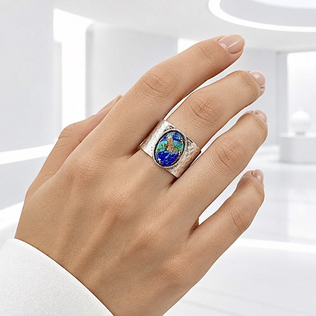 Bague orgonite Malia lapis et turquoise – Image 2