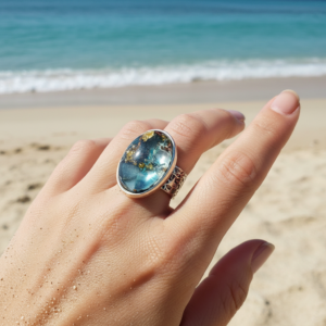 Bague orgonite ovale Douceur Marine