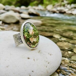 Bague orgonite ovale péridot