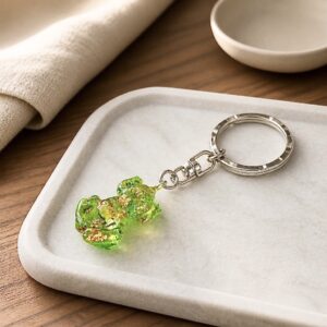 Orgonite grenouille en porte-clefs péridot