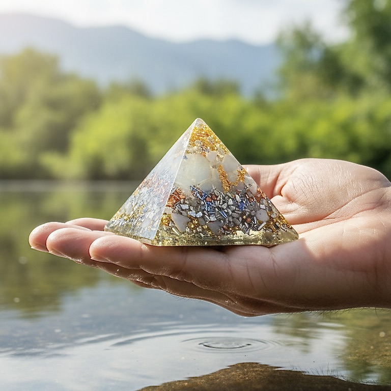 Orgonite pyramide calcédoine bleue – Image 2