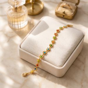 Bracelet petites fleurs multicolores