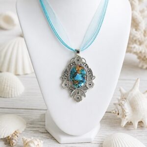 Pendentif orgonite ovale baroque plusieurs couleurs