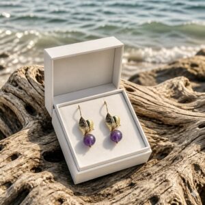 Boucles d'oreilles Feuille en pierres naturelles plusieurs couleurs