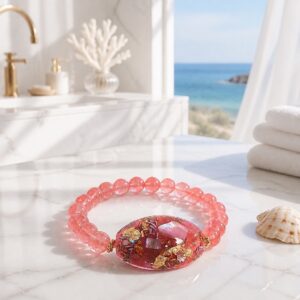 Bracelet orgonite ovale quartz cerise