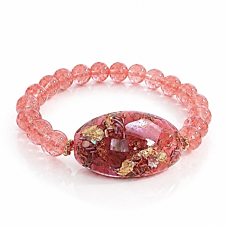 Bracelet orgonite ovale quartz cerise