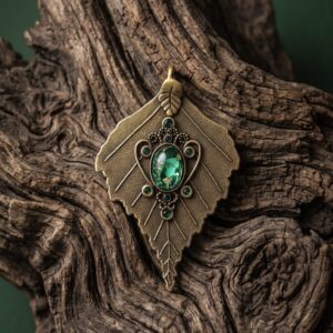 Pendentif orgonite feuille Brocéliande