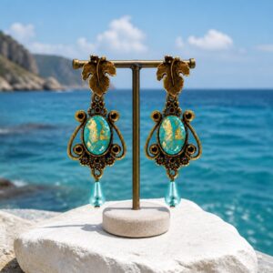 Boucles d'oreille orgonite Feuille Brocéliande