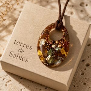 Sautoir orgonite galet percé Terres de Sables