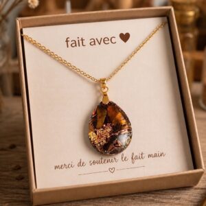 Pendentif orgonite goutte oeil de tigre