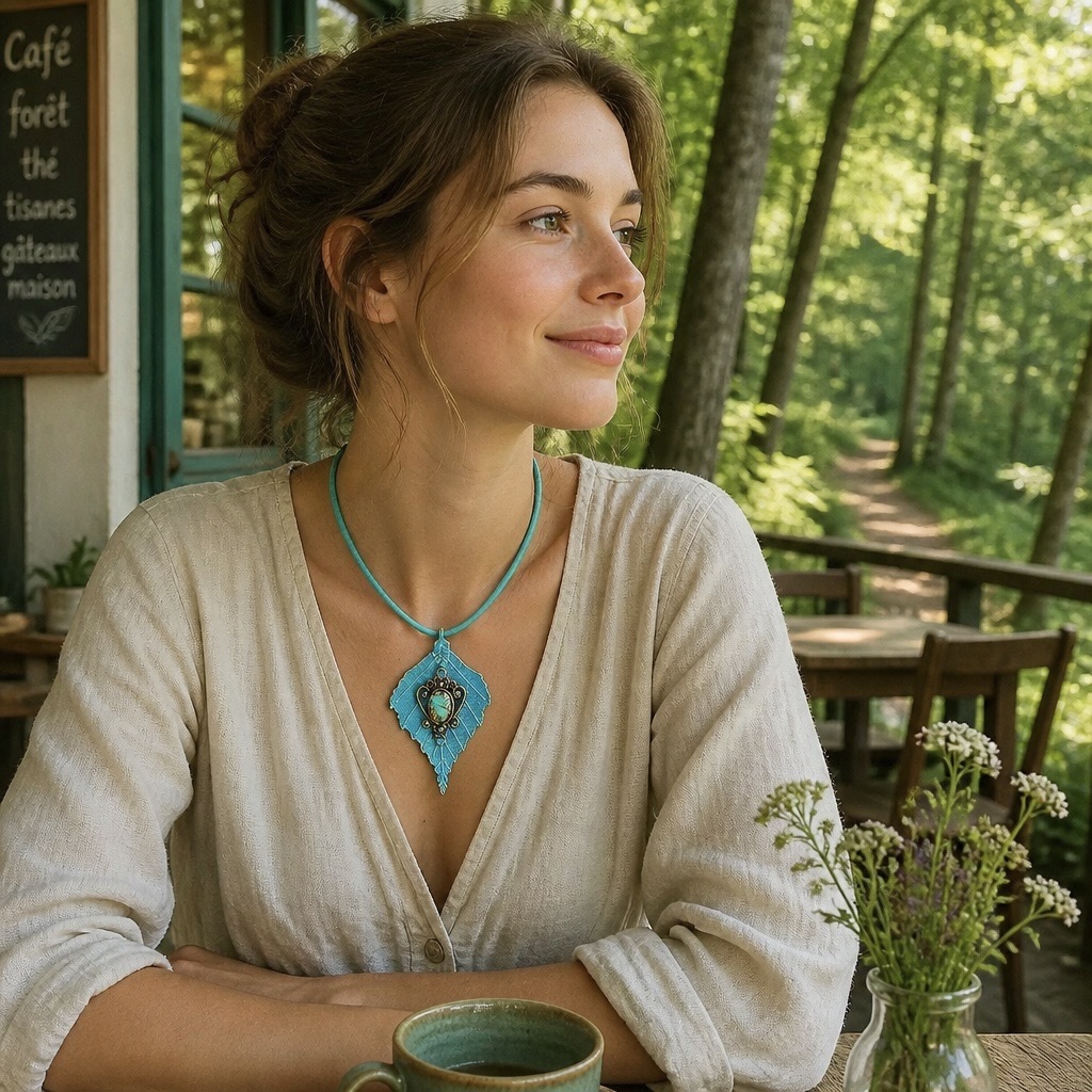 Pendentif orgonite feuille La Magie de Brocéliande – Image 2