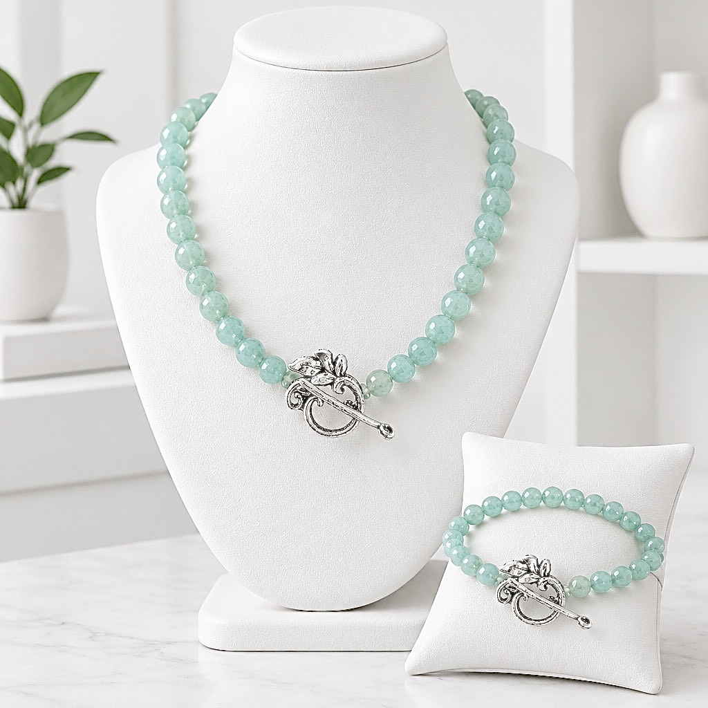 Ensemble bijoux feuille amazonite