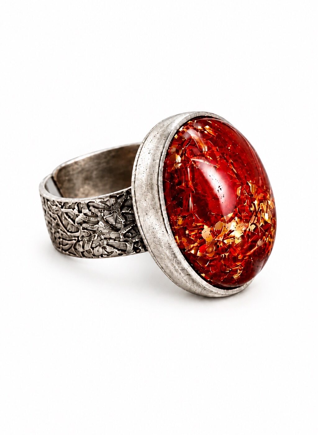 Bague orgonite ovale corail