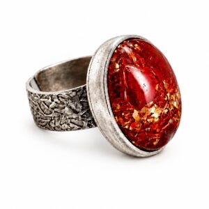 Bague orgonite ovale corail