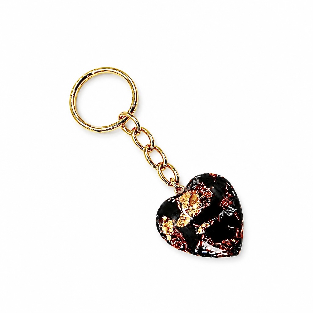 Porte clefs orgonite coeur shungite